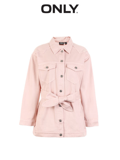 ONLY Women's Loose Fit Tie Up Casual Denim Jacket |119154529