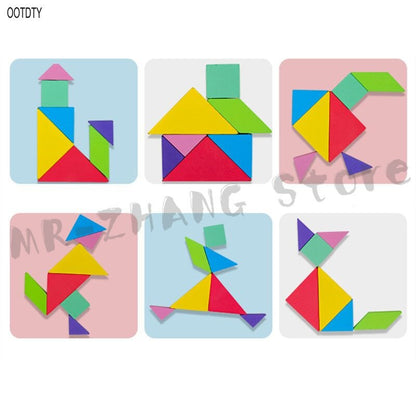 OOTDTY 96 Puzzles Magnetic Tangram Kids Toys Montessori Educational Magic Book Suit parents family Environmental Assemble Games