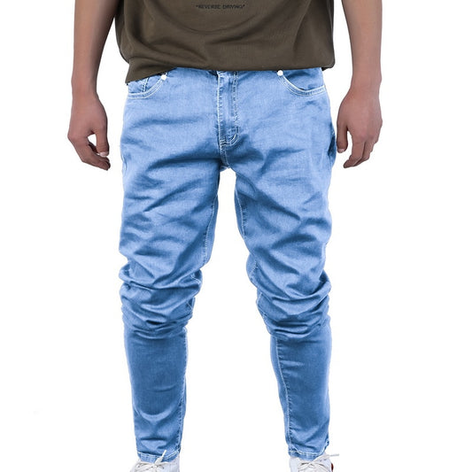 Oeak Men's Solid Color Jeans 2019 New Shinny Denim Pencil Pants Fashion Casual Straight Stretch  Trousers