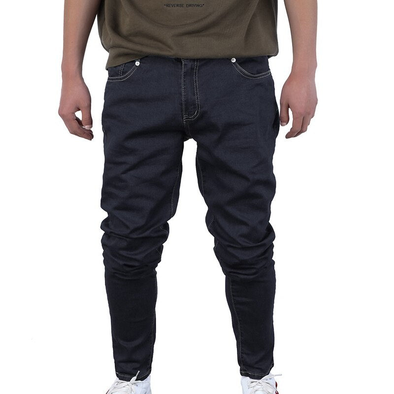 Oeak Men's Solid Color Jeans 2019 New Shinny Denim Pencil Pants Fashion Casual Straight Stretch  Trousers