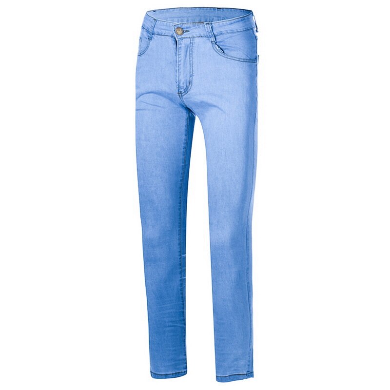 Oeak Men's Solid Color Jeans 2019 New Shinny Denim Pencil Pants Fashion Casual Straight Stretch  Trousers