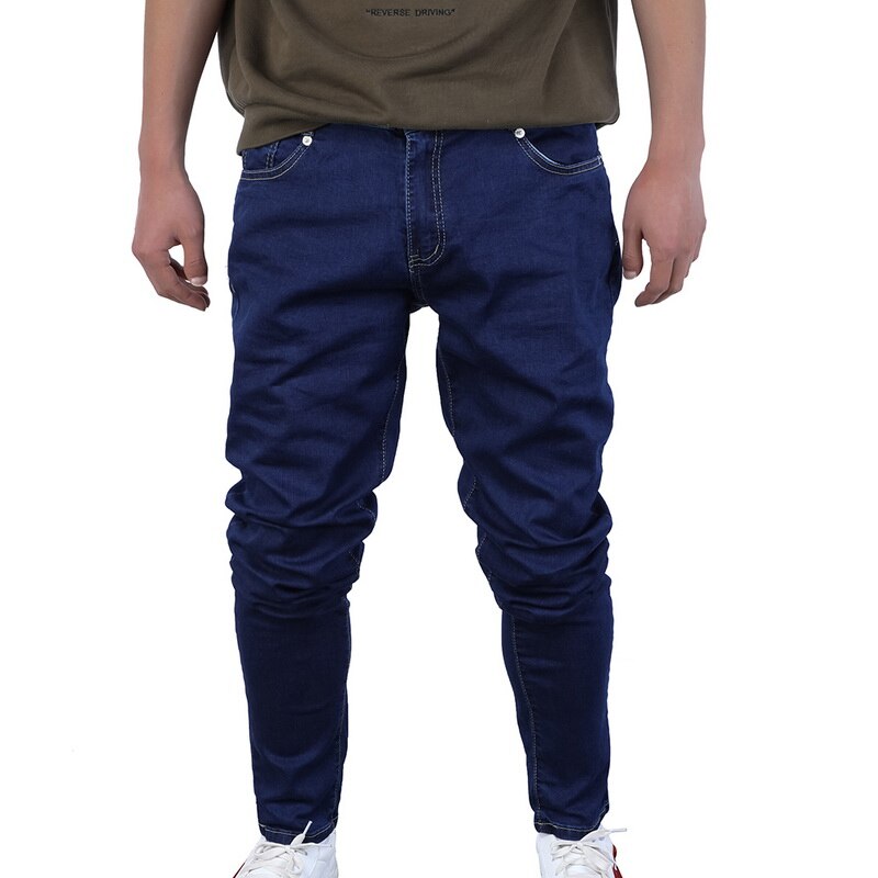 Oeak Men's Solid Color Jeans 2019 New Shinny Denim Pencil Pants Fashion Casual Straight Stretch  Trousers