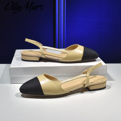 Ollymurs 2021 new Women's Sandals Classics Designer On Shallow Flats Shoes For Summer Sandals Genuine Leather Plus Size 34-42