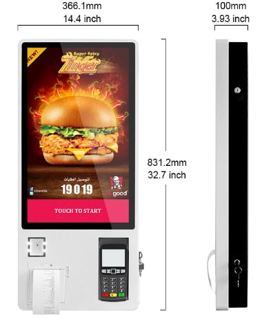 One-two-dimensional Code Scanning Device Built in camera and 4G modual and printer self service Ordering payment making Kiosk