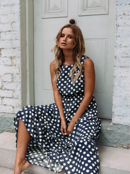 Oufisun 2019 Summer Sleeveless Polka Dot Dress Bohemia Off Shoulder Women's Dresses Fashion Elegant Brown New Long Dress Vestido