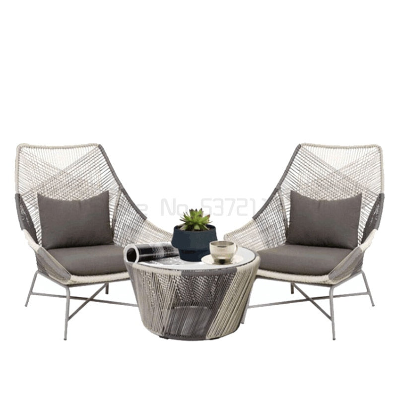 Outdoor Chair Three-piece Model Room Lounge Chair Balcony Small Table And Chairs Combination Garden Small Coffee Table Sofa Patio Furniture