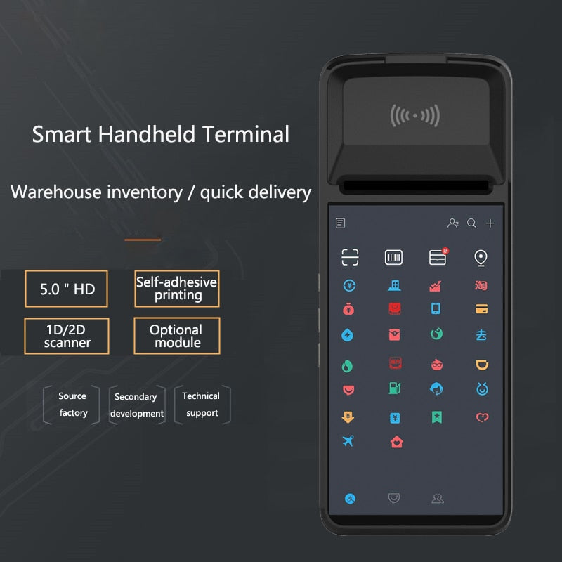 PDA Android WiFi POS Terminal Thermal Printer 58mm Bluetooth Rugged Handheld Terminal System