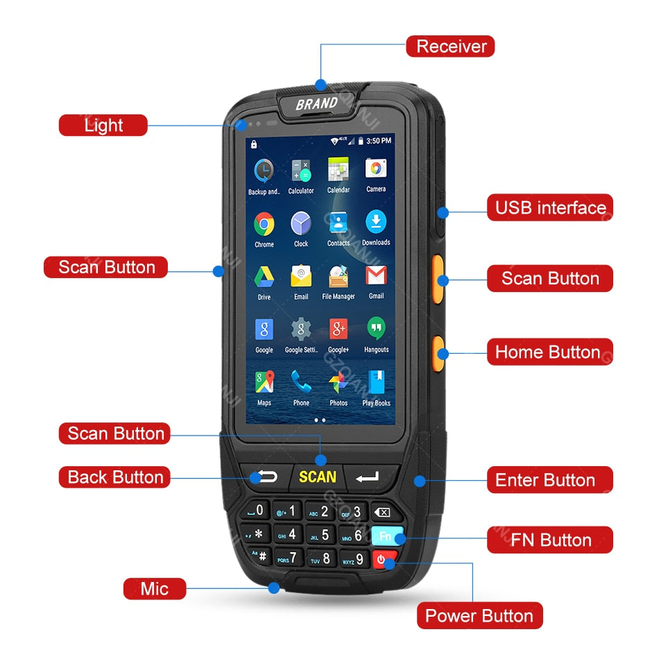 PDA Rugged Handheld Terminal Android 7.0 Data Collector Terminal Wireless 1D 2D QR Laser Barcode Scanner Reader NFC Terminal 4G
