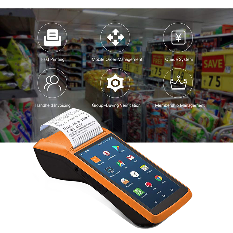 POS Terminal PDA Android 8.1 Handheld Restaurant Shop Cash Registers Wireless Bill Machine Thermal Printer Mobile 3G WIFI