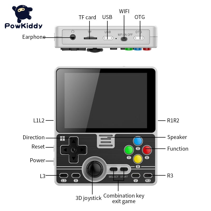 POWKIDDY New RGB20 3.5 " IPS Full-Fit Screen Built-in Wifi Module Multiplayer Online RK3326 Open Source Handheld Game Console