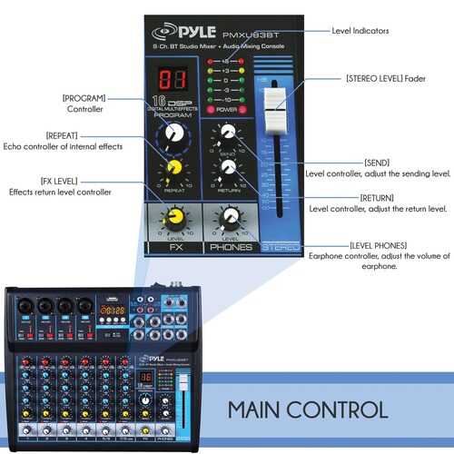Pyle PMXU83BT 8-Channel Bluetooth Studio Audio Mixer