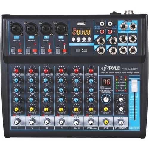 Pyle PMXU83BT 8-Channel Bluetooth Studio Audio Mixer