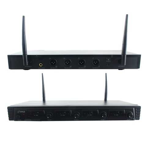 Pyle PDWM4560 UHF Quad-Channel Fixed-Frequency Wireless Microphone System
