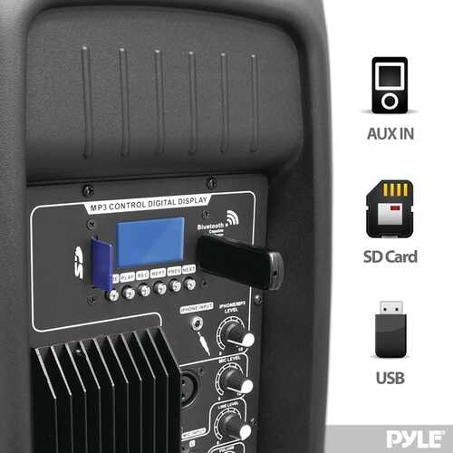 Pyle Pro PPHP1537UB Bluetooth Loudspeaker PA Cabinet Speaker System
