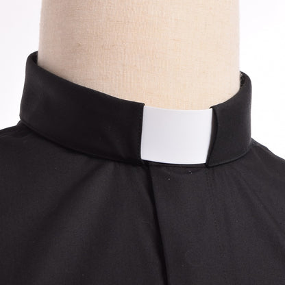 Pastor Clergy Shirts Priest Tab Collar Black Minister Preacher Short Sleeve Tops Black White Blue