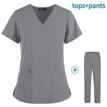 Cargar imagen en el visor de la galería, Pet grooming institution Scrubs set High Quality Spa Uniforms Unisex V-Neck Work clothes Medical suits clothes Scrubs Tops Pants
