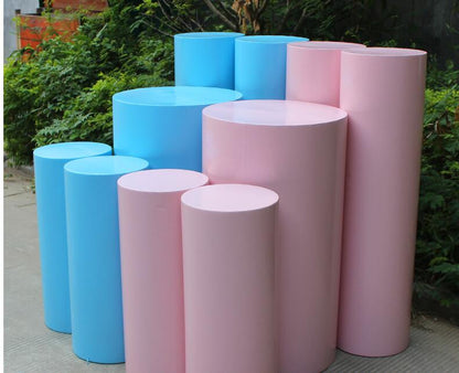 Pink 5pcs round column cylinder iron party event blue wedding decoration plinth