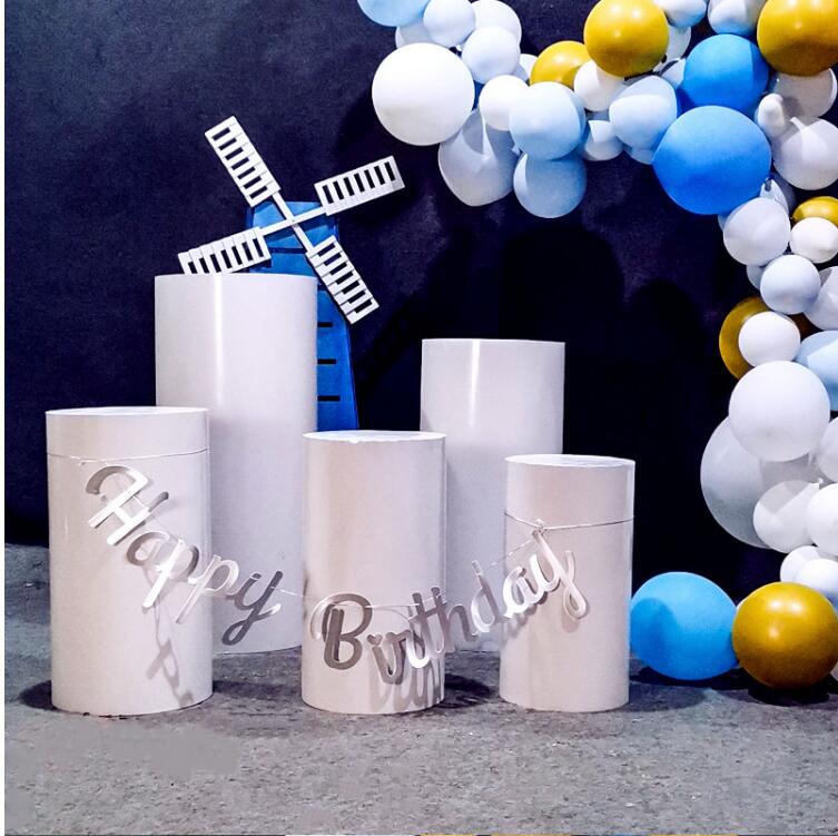 Pink 5pcs round column cylinder iron party event blue wedding decoration plinth