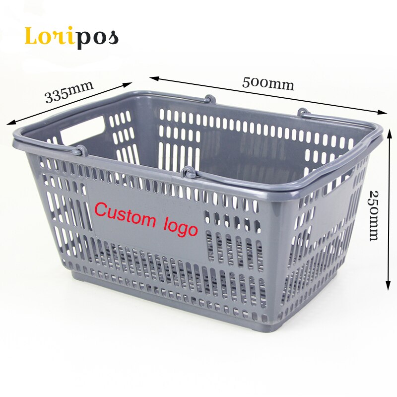 Plastic Shopping Basket Portable Supermarket Convenience Store Shopping Basket Gray