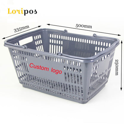 Plastic Shopping Basket Portable Supermarket Convenience Store Shopping Basket Gray
