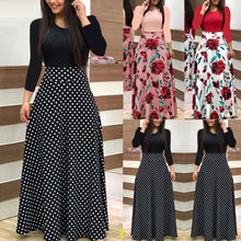 Load image into Gallery viewer, Plus Size 2019 Fashion Women dress Long Sleeve Printed patchwork Elegant Vintage Maxi Dress Ladies summer Casual vestido floral

