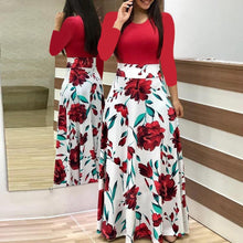 Load image into Gallery viewer, Plus Size 2019 Fashion Women dress Long Sleeve Printed patchwork Elegant Vintage Maxi Dress Ladies summer Casual vestido floral
