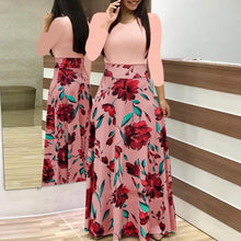 Load image into Gallery viewer, Plus Size 2019 Fashion Women dress Long Sleeve Printed patchwork Elegant Vintage Maxi Dress Ladies summer Casual vestido floral
