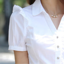 Load image into Gallery viewer, Women&#39;s Short Sleeve Cotton Blouses Shirts Ladies Office Wear Elegant Blouse Feminina White Formal Plus Size 5XL Summer Blouse
