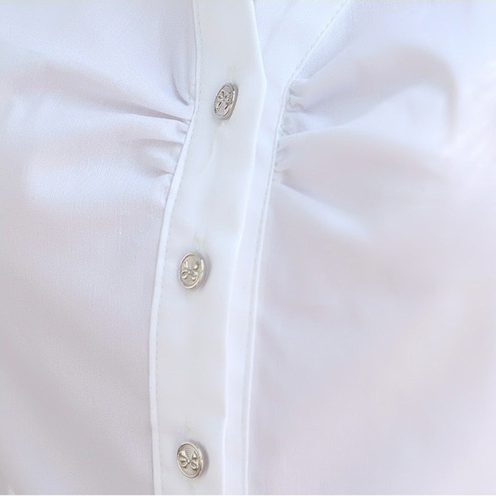 Women's Short Sleeve Cotton Blouses Shirts Ladies Office Wear Elegant Blouse Feminina White Formal Plus Size 5XL Summer Blouse