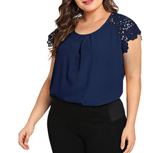 Cargar imagen en el visor de la galería, Plus Size Blouse Fashion Women Solid O-Neck Floral Shirt Women Lace Shoulder Shirt Tops Blouse Large Size Loose Tops
