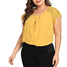 Cargar imagen en el visor de la galería, Plus Size Blouse Fashion Women Solid O-Neck Floral Shirt Women Lace Shoulder Shirt Tops Blouse Large Size Loose Tops
