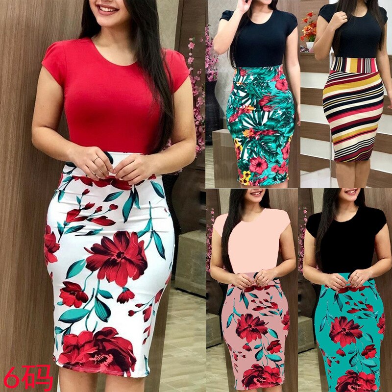 Long Maxi Dress Elegant Print Party Dress Polka Dot Dress Women Summer Short Sleeve Dress Ladies Big size Dress Plus Sizes 5XL