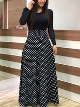 將圖片載入圖庫檢視器 Long Maxi Dress Elegant Print Party Dress Polka Dot Dress Women Summer Short Sleeve Dress Ladies Big size Dress Plus Sizes 5XL
