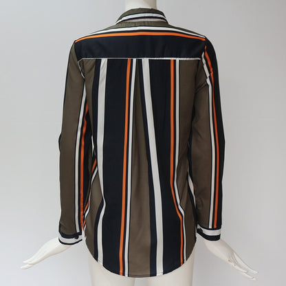 Women's Blouse Long Sleeve Striped Open Tops Female Shirt Package Hips Long Blouse Summer Chiffon Plus Sizes Available 3XL
