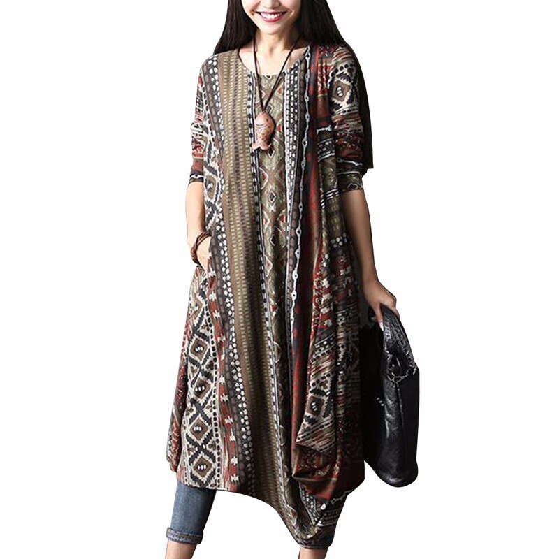 Plus Size Women Floral Print Asymmetric Hem Dress ZANZEA Autumn O Neck Long Sleeve Retro Midi Dress Leisure Kaftan Vestido 5xl