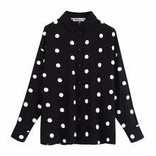 Charger l&#39;image dans la galerie, Polka Dot Embroidery Women Long Sleeve Shirt 2019 Autumn Leisure Lady Turn down Collar Blouse Loose Tops S6360
