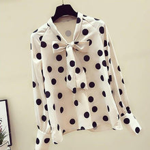 Charger l&#39;image dans la galerie, Polka Dots Print Women Casual Blouse Shirt Long Sleeve Bow Collar Loose Women&#39;s Blouses And Tops Comfortable and Breathable
