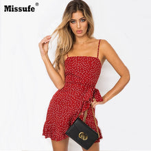 Cargar imagen en el visor de la galería, Polkadot Print Ruffles Wrap Dress Women Strap Mini Sundress 2019 Summer Sexy Off Shoulder Bodycon Robe Party Red Vestidos
