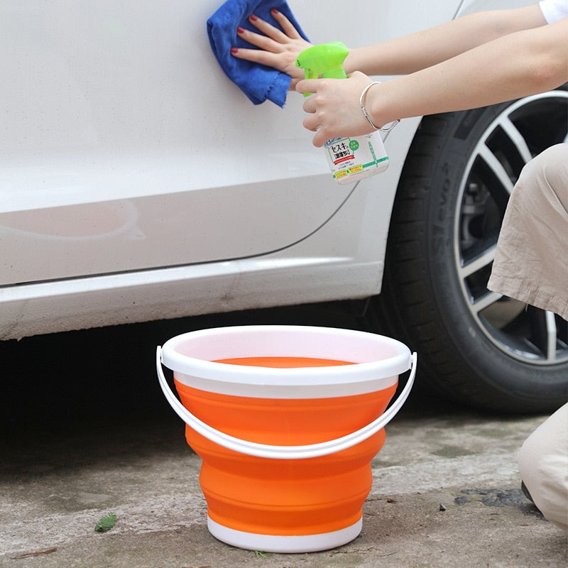 Portable Folding Bucket Silicone Plastic Children Outdoor Car Wash Fishing Travel Home Multifunctional Pen Water Household