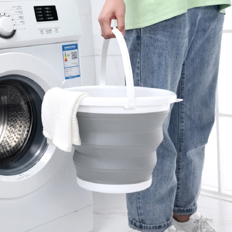 Portable Folding Bucket Silicone Plastic Children Outdoor Car Wash Fishing Travel Home Multifunctional Pen Water Household