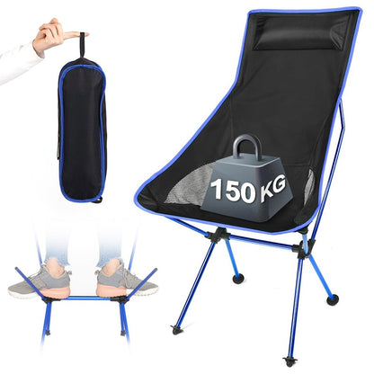 Portable Folding Chair Outdoor Camping Travel Fishing Chair 150kg MaxLoad BBQ Home Office Seat Moon Chair стул для кемпинга 캠핑의자