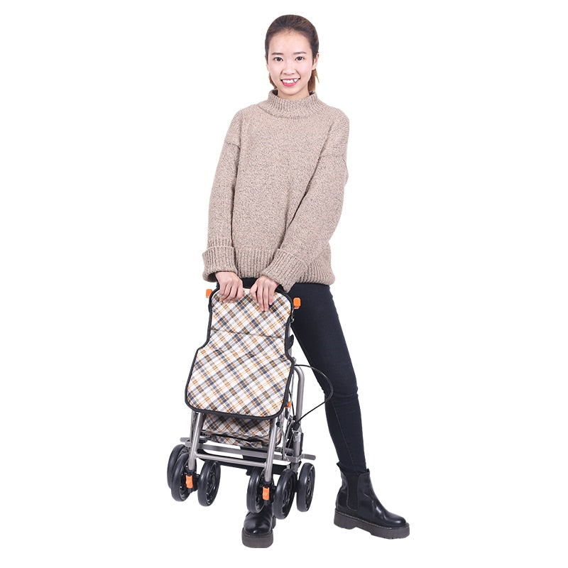 Portable Lightweight 4KG Elderly Shopping Carts Folding Wagon, Seniors Wheelchair Roller Walker