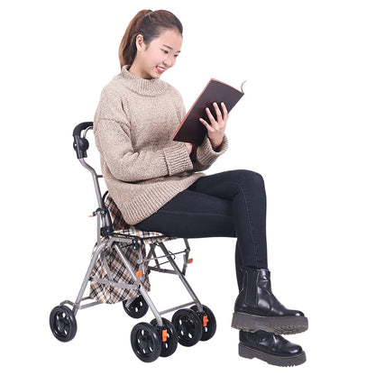 Portable Lightweight 4KG Elderly Shopping Carts Folding Wagon, Seniors Wheelchair Roller Walker