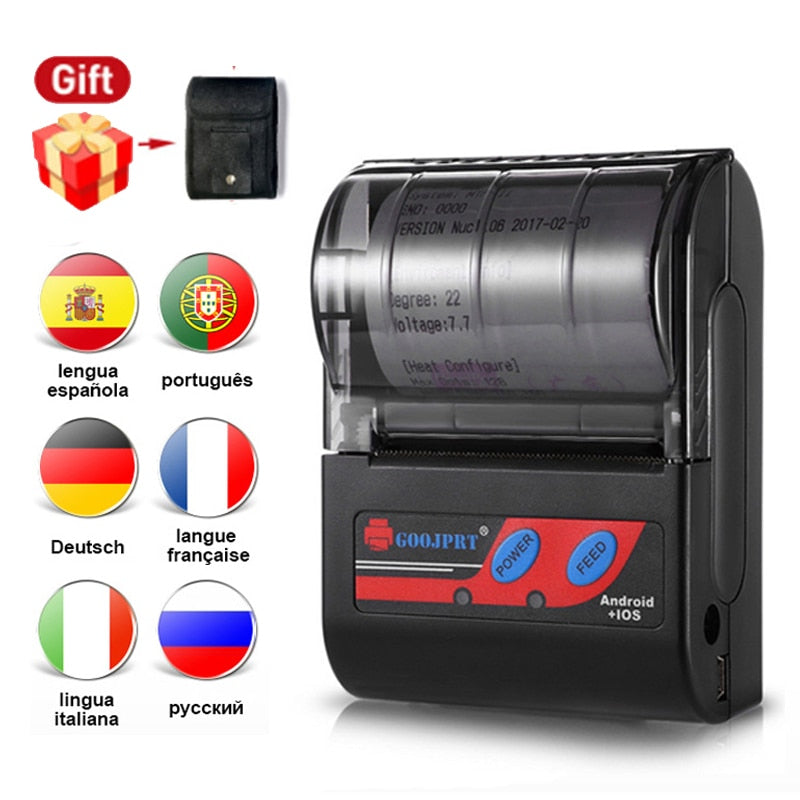 Portable Mini Bluetooth Printer Wireless Thermal Receipt Ticket Printer For Mobile Phone 58mm Bill Machine For Store