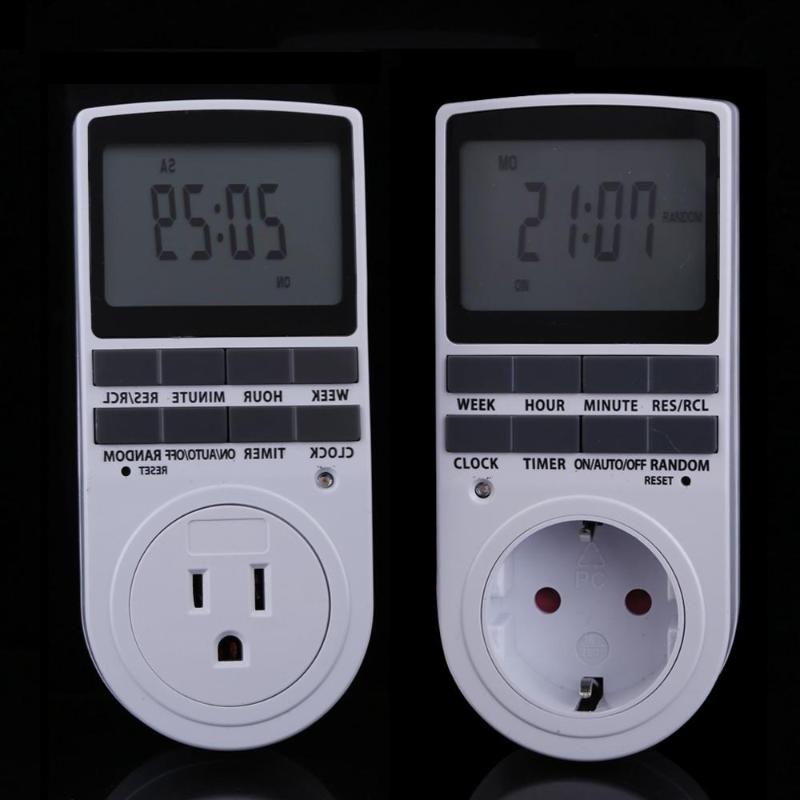Portable Plug in Digital Timer 24h 7day Week Timer LCD Display Timing for Indoor Appliance Lights/TV/PC/Fans/Kitchen US/EU Plug