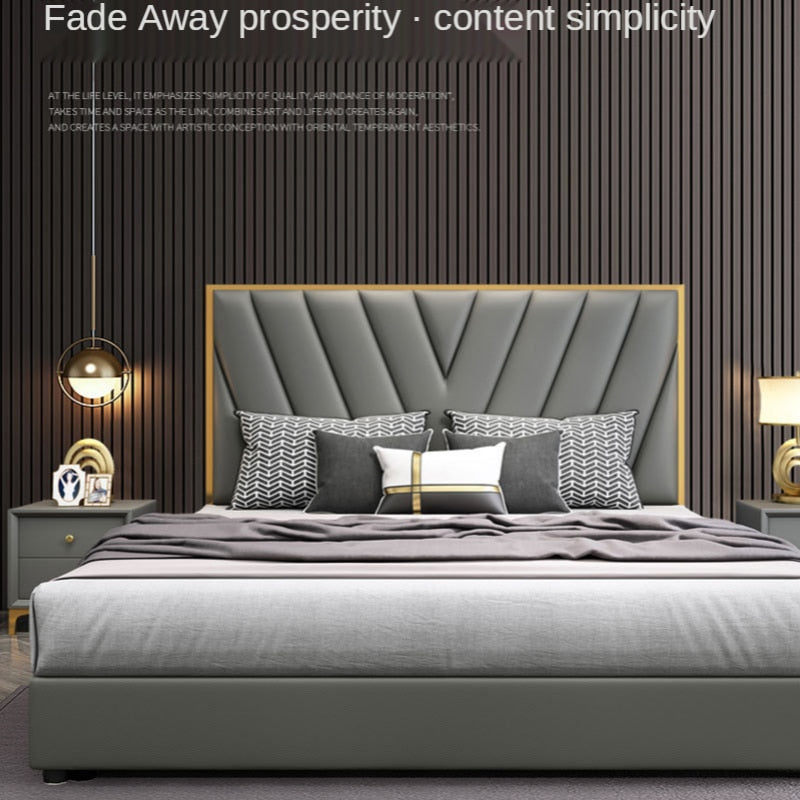 Post-Modern Luxury Leather Double Bed Simple Nordic High-End Wedding Bed Master Bedroom Furniture