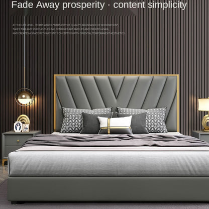 Post-Modern Luxury Leather Double Bed Simple Nordic High-End Wedding Bed Master Bedroom Furniture