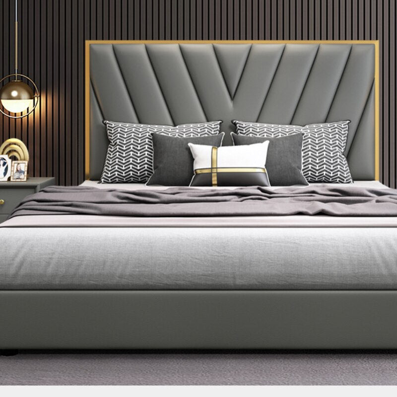 Post-Modern Luxury Leather Double Bed Simple Nordic High-End Wedding Bed Master Bedroom Furniture