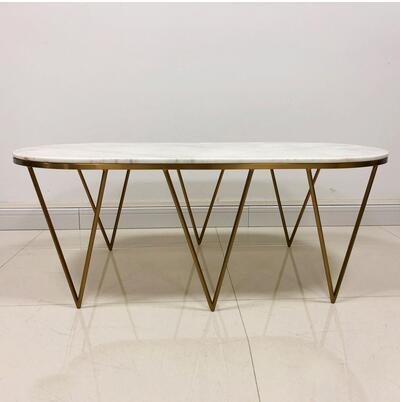 Post modern round tea table white marble tea table living room sofa several stainless steel low table oval coffee table
