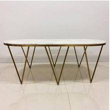 Load image into Gallery viewer, Post modern round tea table white marble tea table living room sofa several stainless steel low table oval coffee table
